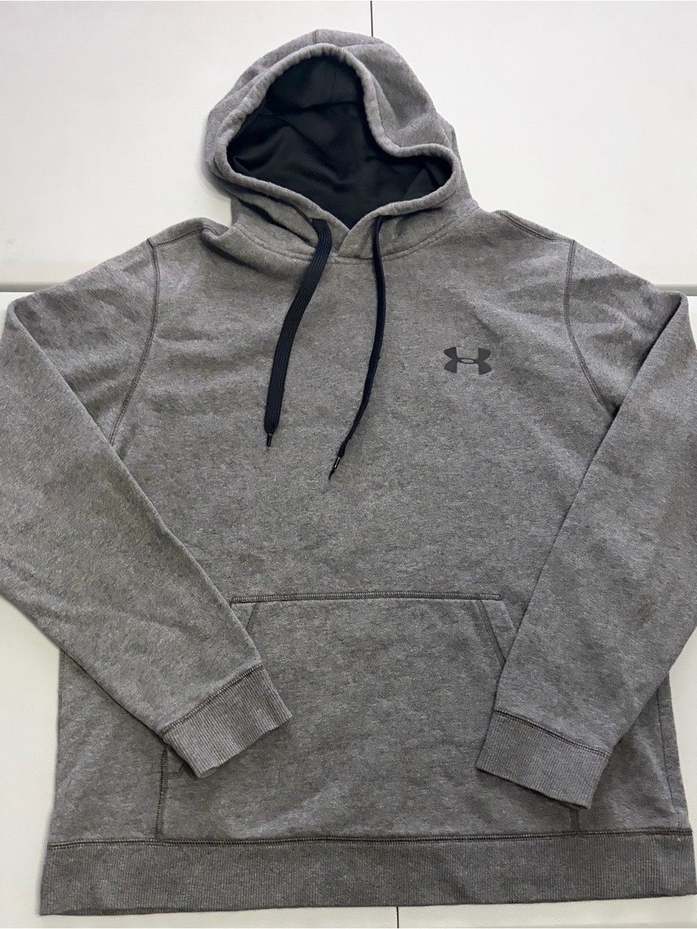 Under Armour Gray Pullover Hoodie with Black Drawstrings
